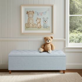 Shandra Tufted Top Upholstered Storage Bench Light Blue