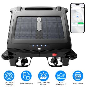 Solar Powered Robotic Pool Skimmer Automatic Swimming Pool Surface Cleaner with 2 Cleaning Modes Dual Charging Methods IPX7 Waterproof 1937sq.ft