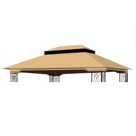 10x12 Ft Outdoor Patio Gazebo Replacement Canopy,Double Tiered Gazebo Tent Roof Top Cover Only(Frame Not Include)-Tan