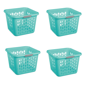 (4 Pack)1.5 Bushel Square Plastic Laundry Basket, Adult, Teal
