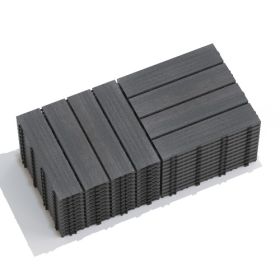 Patio Floor Tiles Pack of 11 WPC Wood-Plastic Composite Patio Deck Tiles DIY Interlocking Decking Tiles, Quick Deck Floor Tile, Court Tile