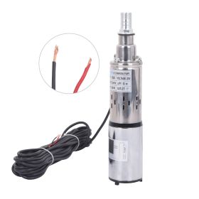 Solar Submersible Well Pump Deep Well Pump Stainless Steel 24V 260W 1" Outlet Max.Head 173FT with 55.77ft Black Wire