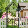 Metal Garden Arch with Gate W58.07*H97.24 Climbing Plants Support Rose Arch Outdoor Black