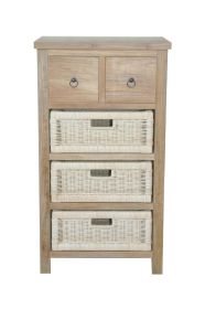 SAFARI OCCASIONAL TABLE WITH DRAWERS & RATTAN BASKET