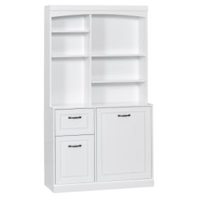 Bathroom Storage Cabinet With Tilt-Out Hamper, 70.9'' Tall Free Standing Organizer With Drawers & Adjustable Shelves, MDF Linen Tower With Steel (Color: White)