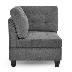 Corner Sofa For Modular Sectional,Grey Chenille 31.5x31.5x36. (Color: Grey)