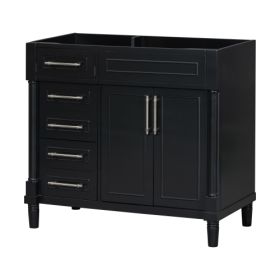 36'' Bathroom Vanity Without Sink, Freestanding Bathroom Storage Cabinet With 2 Drawers And A Tip-out Drawer, Solid Wood Frame Vanity Only, Heigh (Color: Black)