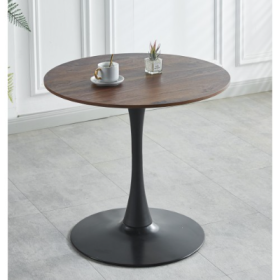 31.5 BLACK AND WALNUT Tulip Table Mid-century Dining Table For 2-4 People With Round Mdf Table Top, Pedestal Dining Table, End Table Leisure Coff (Option: Walnutblack)