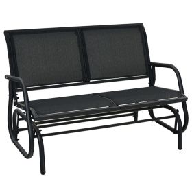 Swing Glider Chair 48 Inch Loveseat Rocker Lounge (Color: Black)