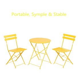 Round 2 Person - 23.6" Long Bistro Set (8 Colors Available) (Color: Yellow)
