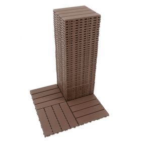 Plastic Interlocking Deck Tiles,44 Pack Patio Deck Tiles,12"x12" Square Waterproof Outdoor All Weather Use (Color: Brown)