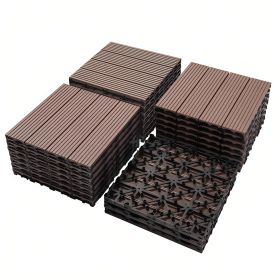 Wood Plastic Composite Deck Tiles Set of 20, Sustainable Composite Decking Resist Rust, Water, Weather, Easy to DIY & Maintain, Ideal for Patios (Color: Light Coffee)