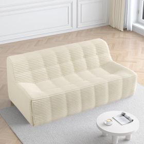 Sofa, Full Sponge Compression Corduroy 3 Seat Sofa, Modern Minimalist Style Corduroy Sofa, Comfortable Compression Sofa, Space Efficient Design (Color: Beige)